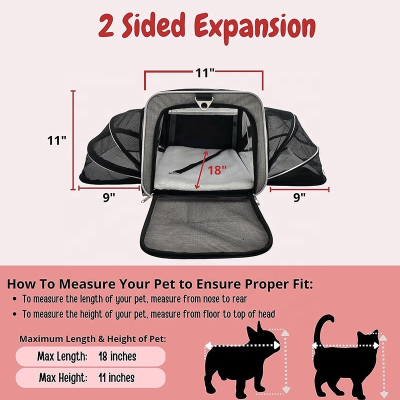 Two Sided Expandable Rolling Pet Carrier Bag Airline Approved Pet Carrier Bag with Wheels