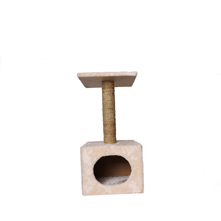 Wholesale pet furniture cat tree parts short plush cat condo tower cat scratcher tree