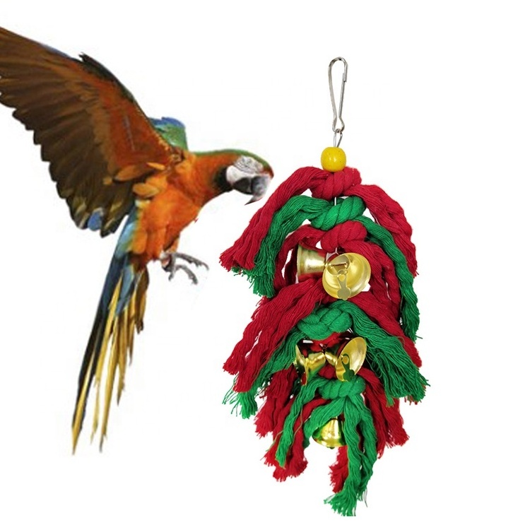 Christmas Pet Gift 5pcs Bird Chewing Toy Parrot Cage Bite Toys Hanging Bell Pet Bird Cage Hammock Swing Toy