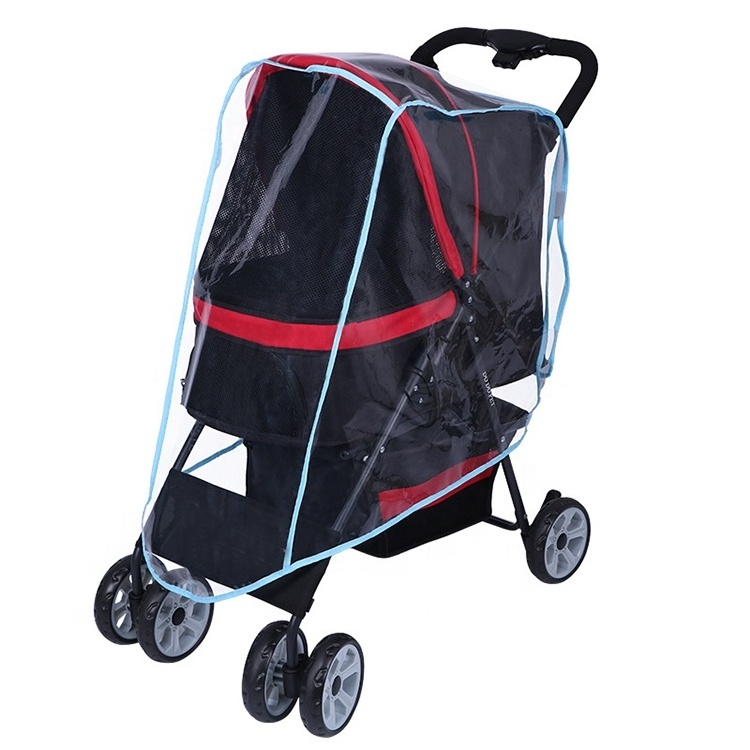 Universal Size Umbrella Pet Stroller Dog Seat Trolley Cover Weather Shield PVC Rain Cover For Pet Jogger