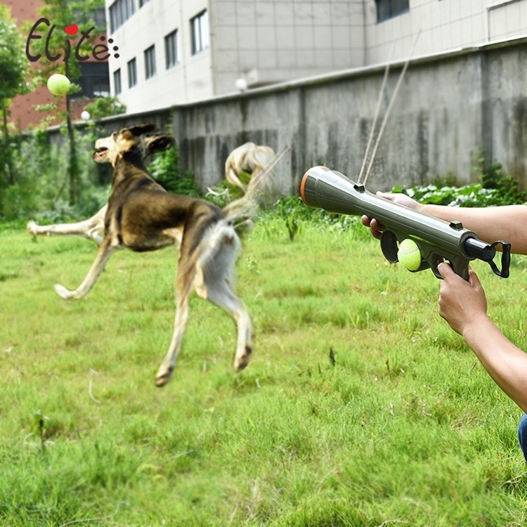 Pet Training Throw Dog Toy Tennis Ball Launcher Gun with 2 Balls