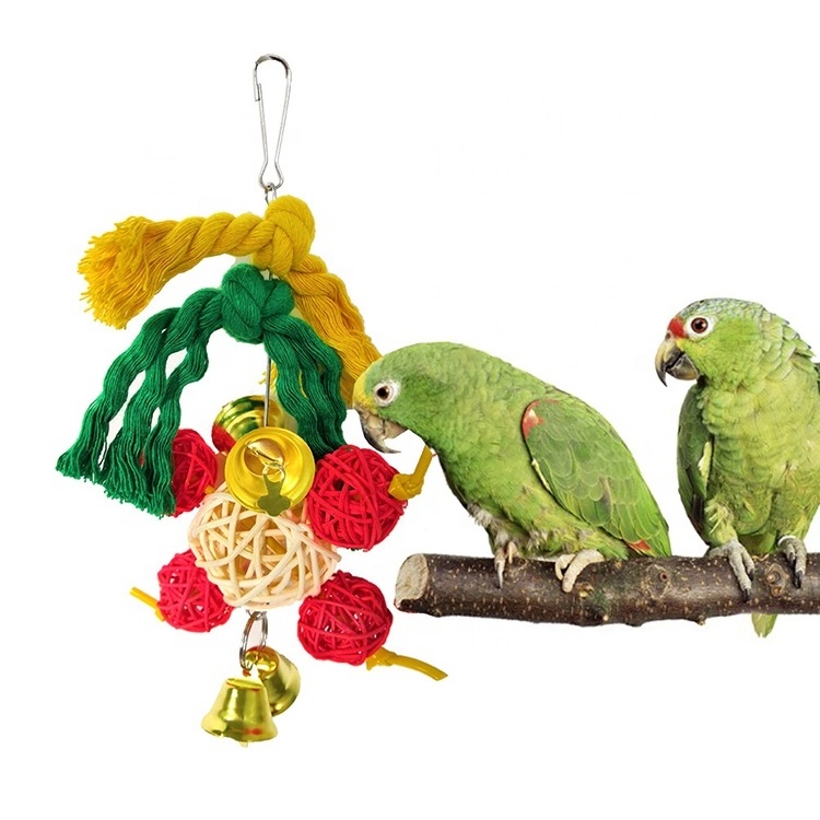 Christmas Pet Gift 5pcs Bird Chewing Toy Parrot Cage Bite Toys Hanging Bell Pet Bird Cage Hammock Swing Toy