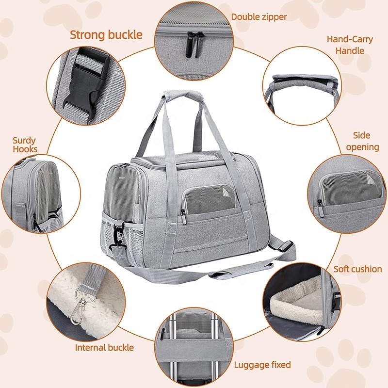 Oxford Cloth Travel Pet Carrier Bag Collapsible Cat Carrier Bag