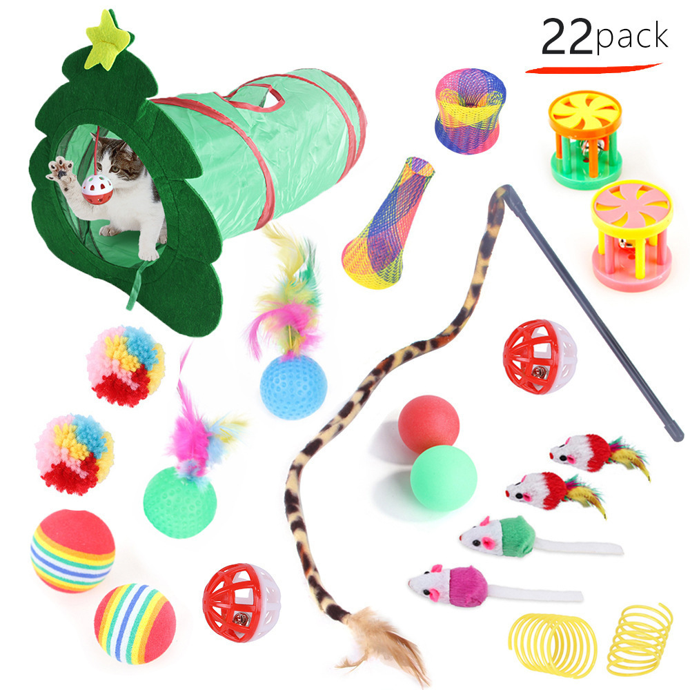 Wholesale Pet Cat Toy Set Cat Channel Funny Cat Stick Plush Mouse Combination Toy