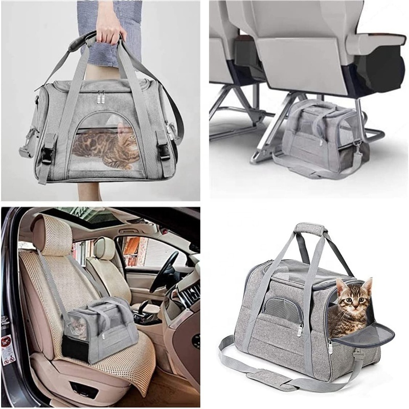 Oxford Cloth Travel Pet Carrier Bag Collapsible Cat Carrier Bag