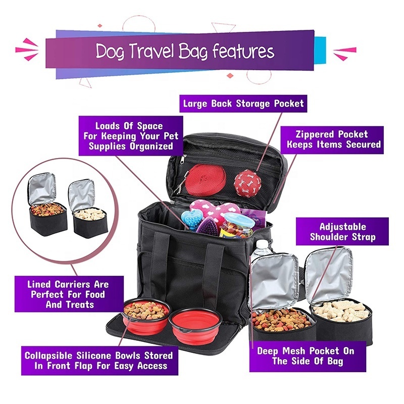 Pet Tote Accessories Dog Food Travel Bag Foldable Dog Tote Bag Carrier Travel Bag for Supplies