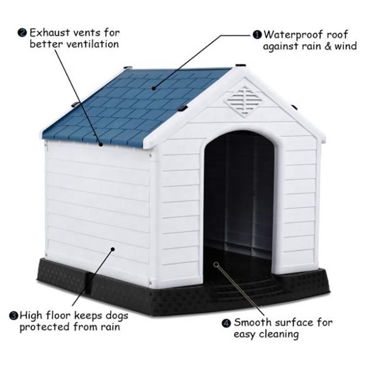 Waterproof Ventilate Pet Kennel All Weather Dog house Puppy Shelter Indoor Outdoor Plastic Pet Dog House