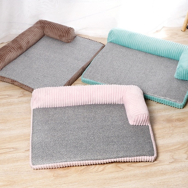 Therapeutic Sofa-Style Pet Dog Cat Bed Breathable Rattan L Shaped Lounge Pet Cat Sofa Bed for Summer