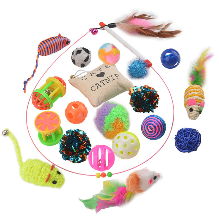 20 packs Interactive Feather Cat Teaser Toys Cat Play Wand Crazy Teaser Toy With Bell