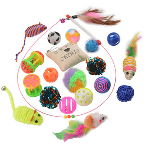 20 packs Interactive Feather Cat Teaser Toys Cat Play Wand Crazy Teaser Toy With Bell