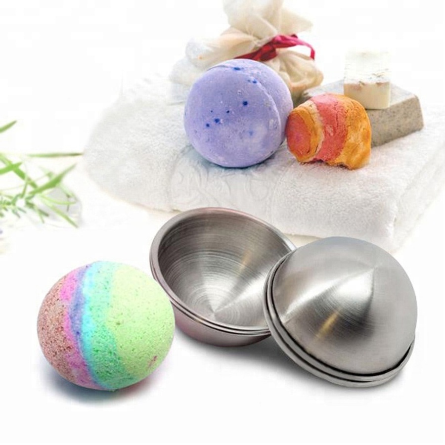 Bath bomb molds custom shape 40 50 60 70 80mm stainless steel brushed bath bomb hand mould