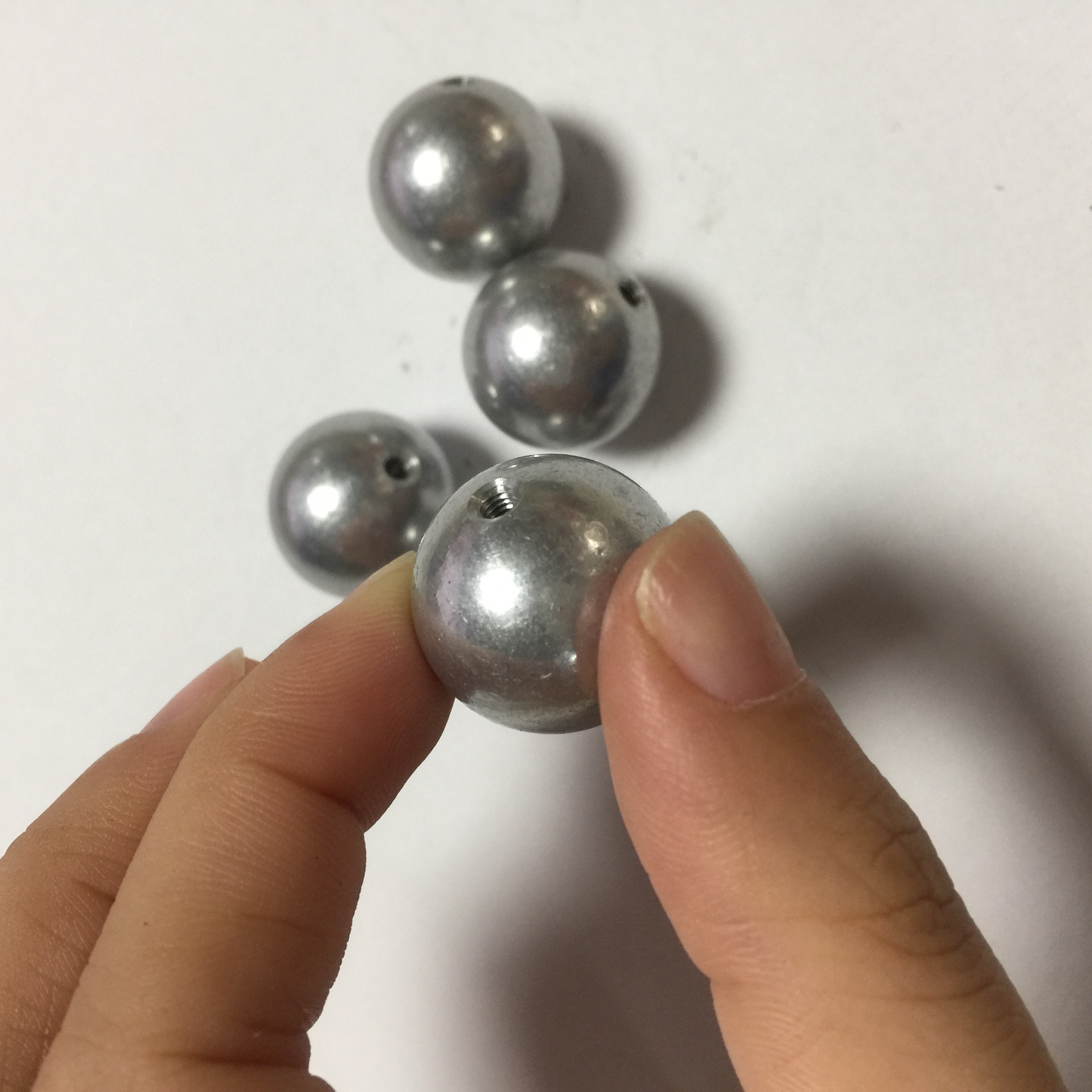 Tap hole steel ball light weight aluminum sphere with threaded hole