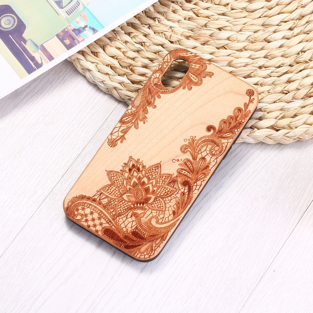 For Iphone 14 13 12 11 Pro Max 7 Plus/8 Plus 7/8 X/XS XS Max XR 12 13 Mini Bulk Engraving Flower Bamboo Wood laser Phone Case