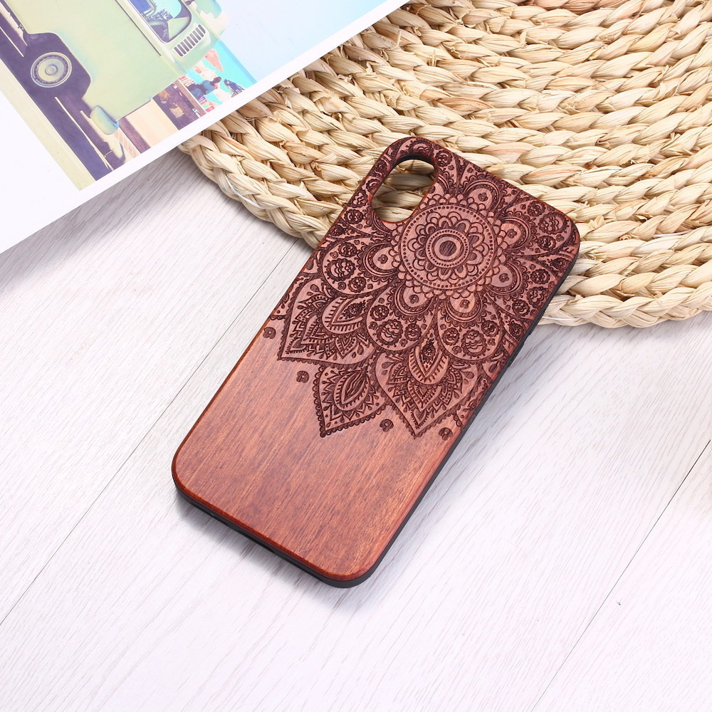 For Iphone 14 13 12 11 Pro Max 7 Plus/8 Plus 7/8 X/XS XS Max XR 12 13 Mini Bulk Engraving Flower Bamboo Wood laser Phone Case