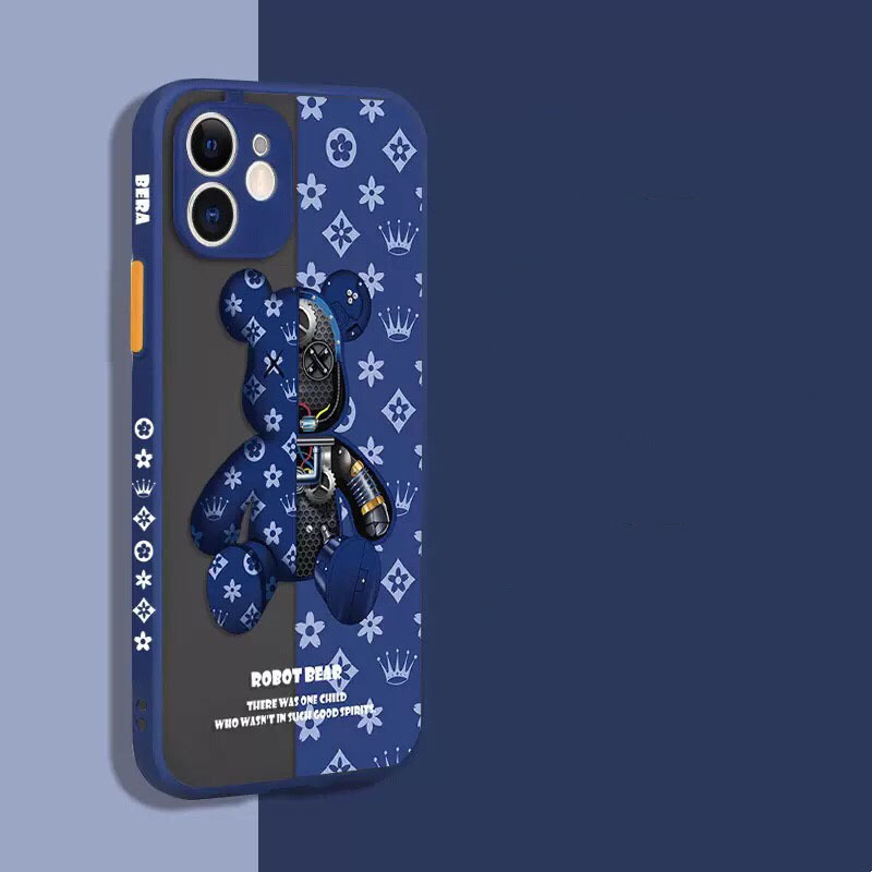 Tide brand mechanical bear case for iphone 14 13 12 15 pro max cute phone cases luxury design Plus silicone protective cover