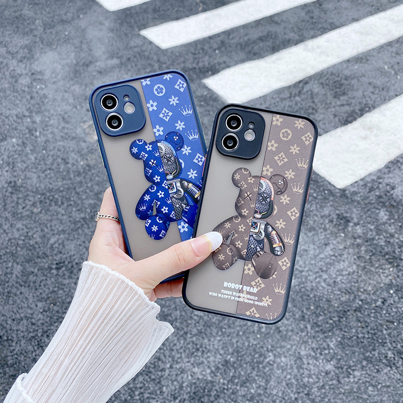 Tide brand mechanical bear case for iphone 14 13 12 15 pro max cute phone cases luxury design Plus silicone protective cover