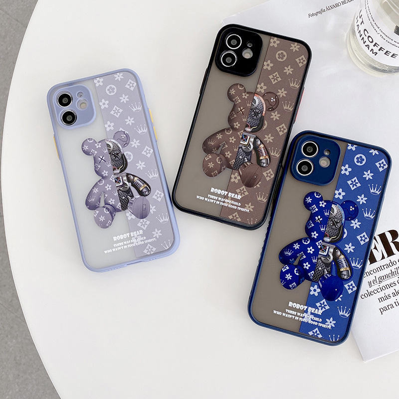 Tide brand mechanical bear case for iphone 14 13 12 15 pro max cute phone cases luxury design Plus silicone protective cover