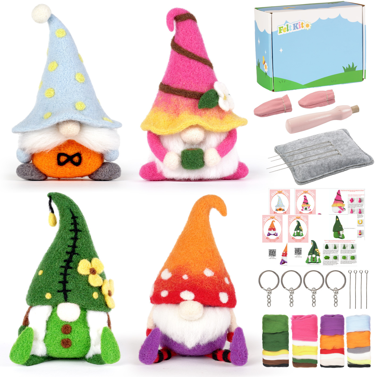 Needle Felting Starter Kit Basic Felt Tools Christmas Gnome DIY Wool Needle Felting Supplies for Christmas Festival Crafts