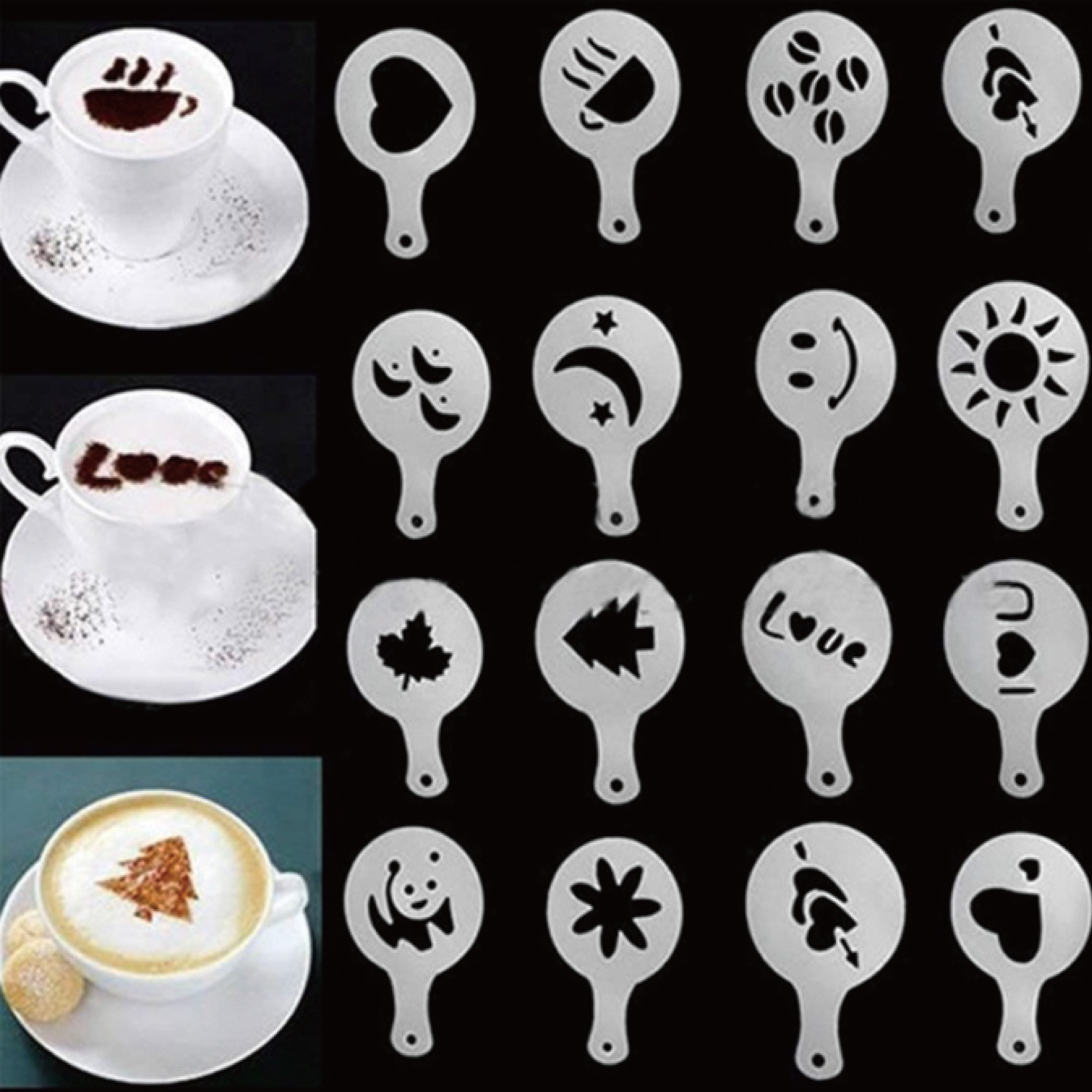 Customized Plastic Coffee Decorating Stencils PP Custom Coffee Art Stencils/