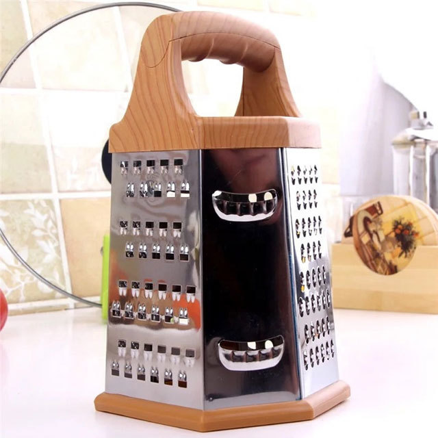 Kitchen Stainless Steel Multifunction Vegetable Cheese 6 Sides Manual Box Grater