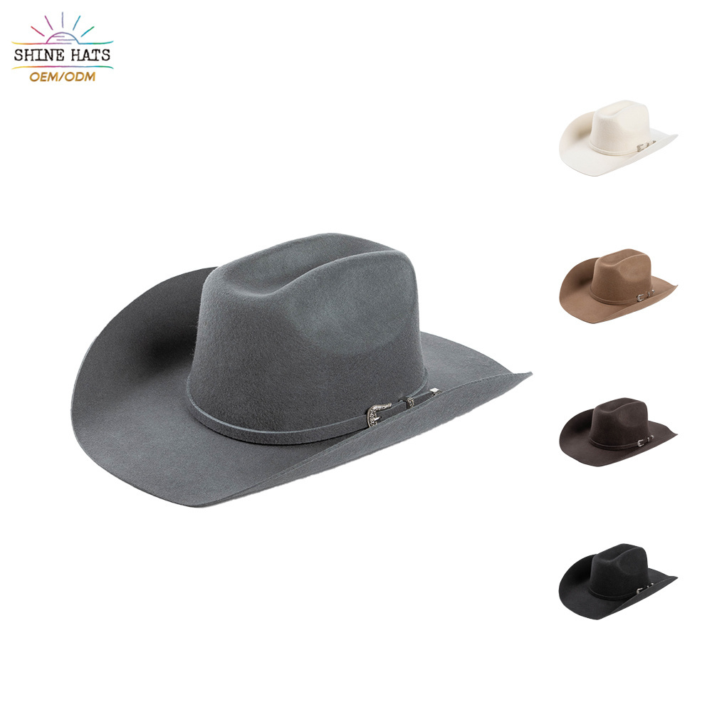 Shinehats Wholesale Designer Cow Boy Custom Wool Fedoras Fashion Hats Wide Brim Bands High Quality Western Panama Cowboy Hats