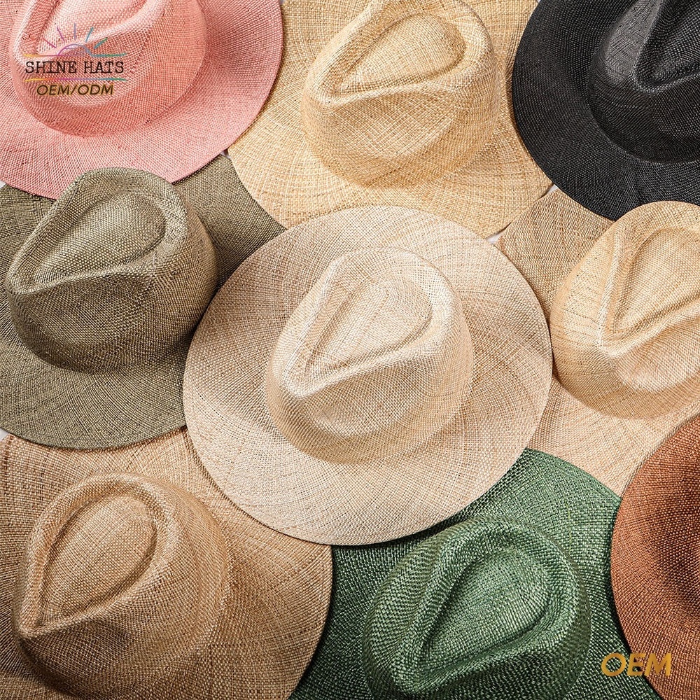 Shinehats 2024 OEM Custom Logo Wholesale Wide Brim Fedora Panama Summer Hat Sombrero Chapeau Women Cowboy Sun Beach Straw Hats