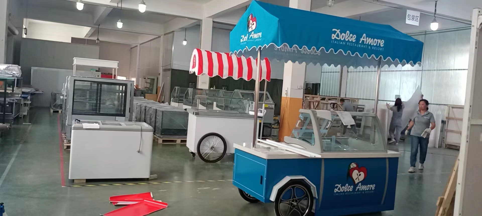 Shineho High Capacity High Efficiency ice cream cart for party ice cream cart with freezer bike