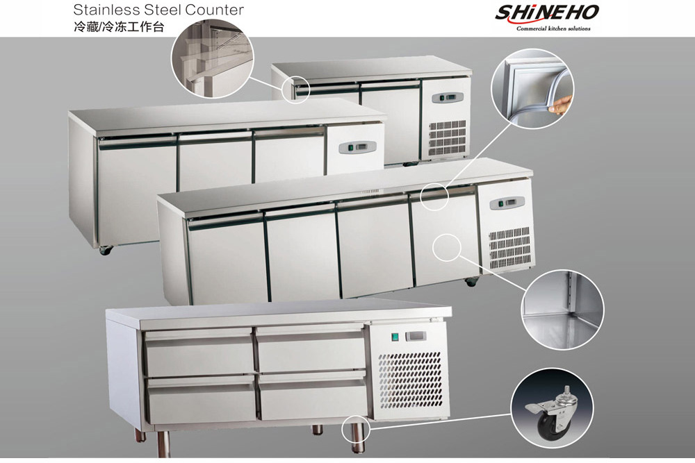 Manufacturer Commercial  4 Doors Refrigerator singleTemperature Freezer and Chiller China Steel Stainless