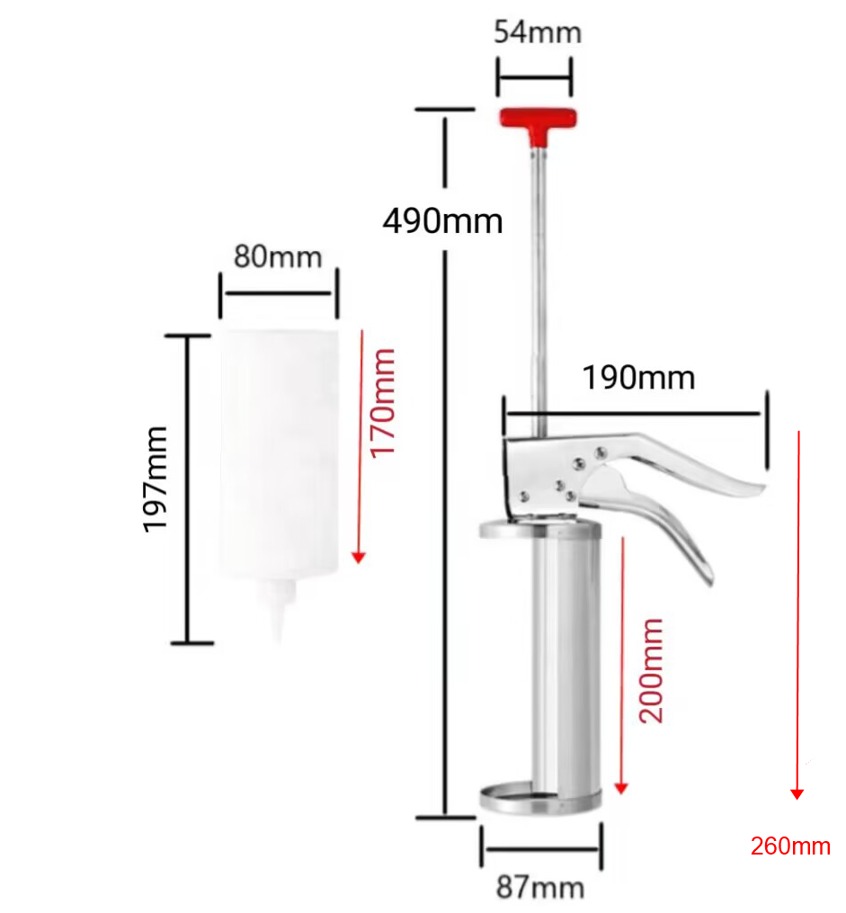 1/2OZ 1/3OZ 2/3OZ Stainless Steel 304 Mustard Mayonnaise Hamburger Sauce Dispenser Gun