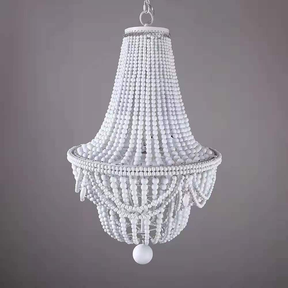 Customization American retro new style romantic warm wood bead boho artistic modern luxury lamp chandeliers