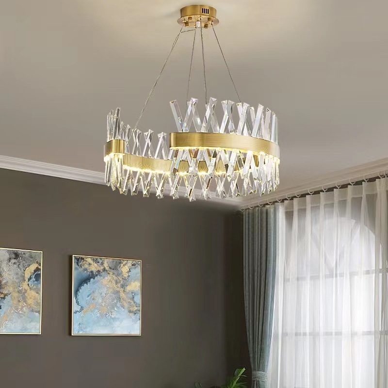 Modern custom gold large nordic chandeliers bedroom living room pendant hanging ceiling light led k9 luxury crystal chandelier