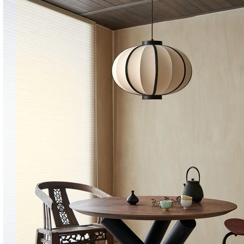 Classic Restaurant Pendant Lamp Pumpkin Shape Pendant Light With LED Downlight