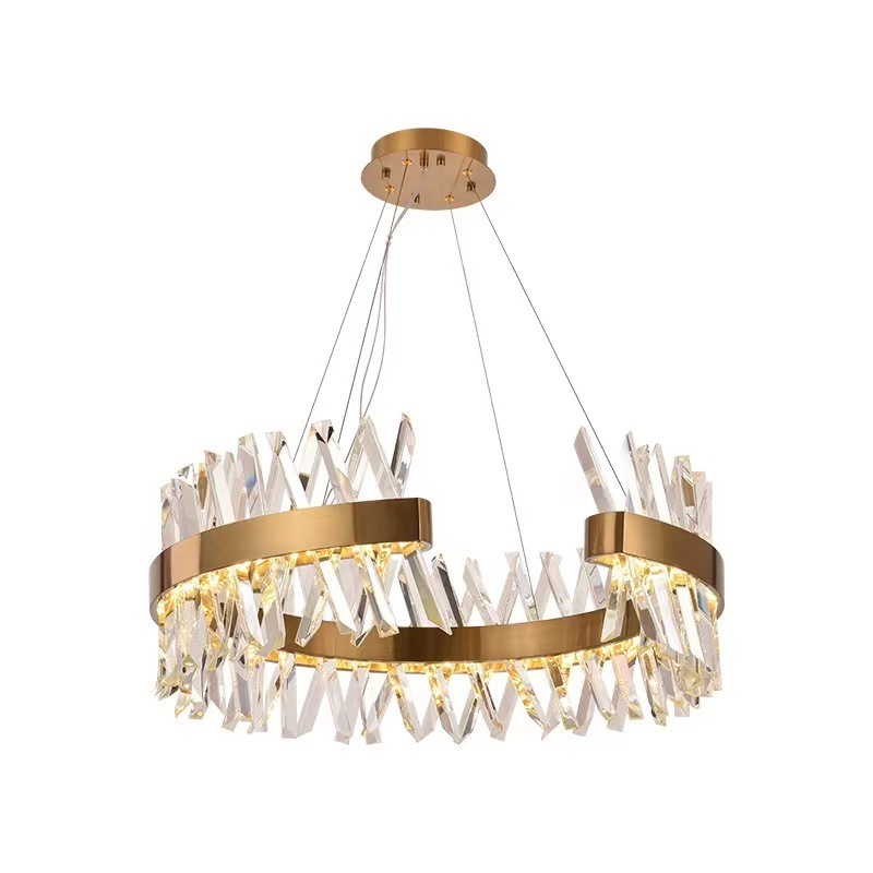 Modern custom gold large nordic chandeliers bedroom living room pendant hanging ceiling light led k9 luxury crystal chandelier