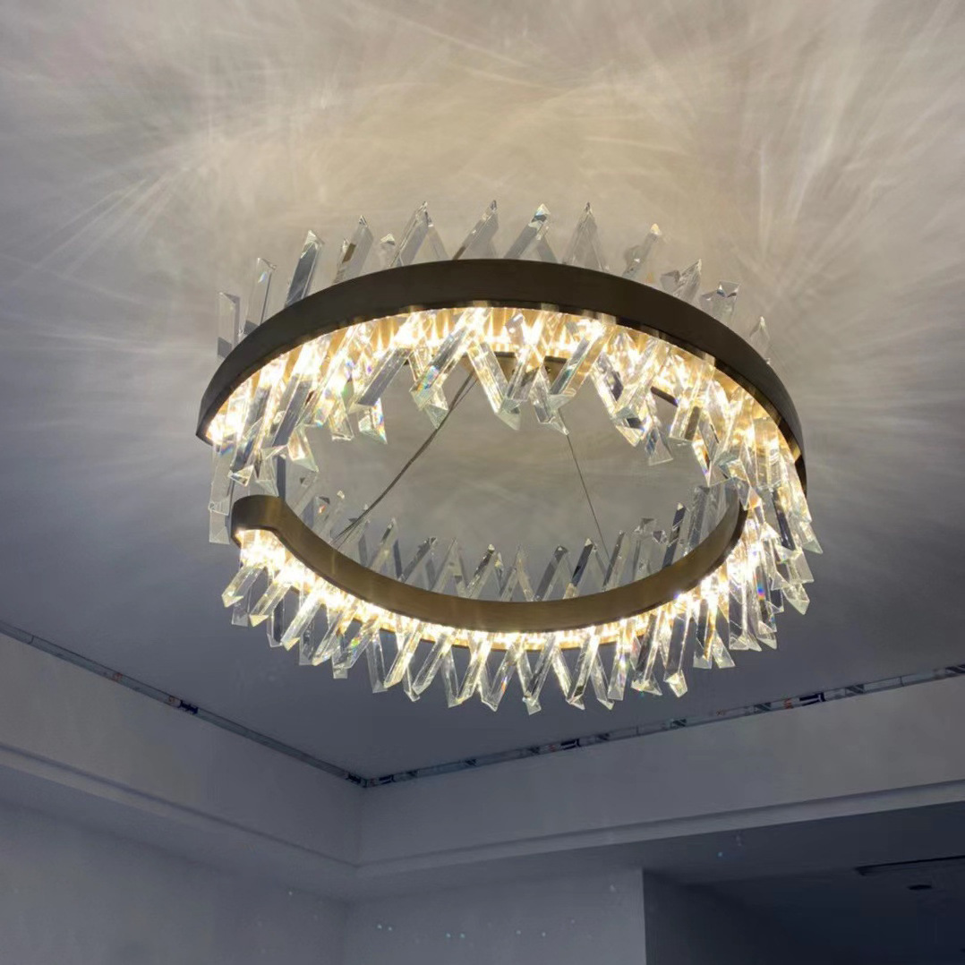 Modern custom gold large nordic chandeliers bedroom living room pendant hanging ceiling light led k9 luxury crystal chandelier