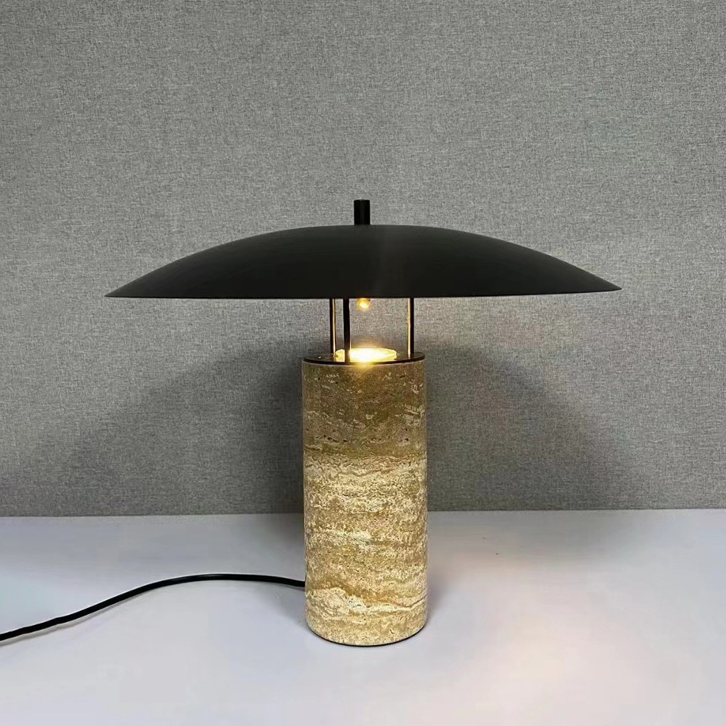 Nordic Post-modern Travertine Table Lamp INS Style Light Luxury Living Room Bedroom Bedside Art Table Lamp