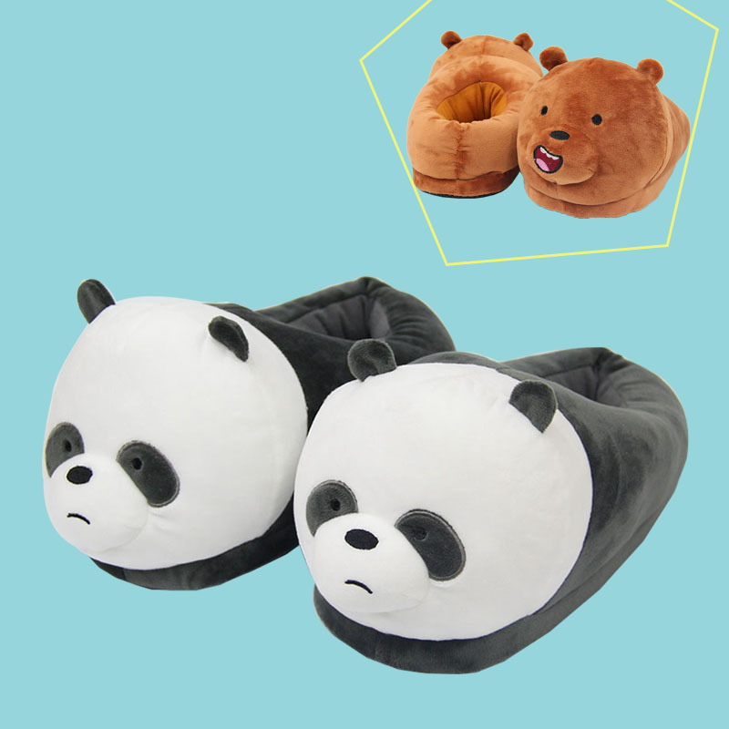 For women 3 style panda polar bear kids teddy bear slippers plush