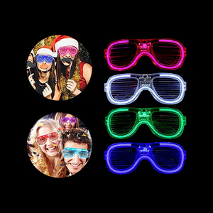 Hot Sale Shutter Shades Neon Flashing Glasses Glow in Dark Party Favors Supplies Plastic Light Up LED Glasses