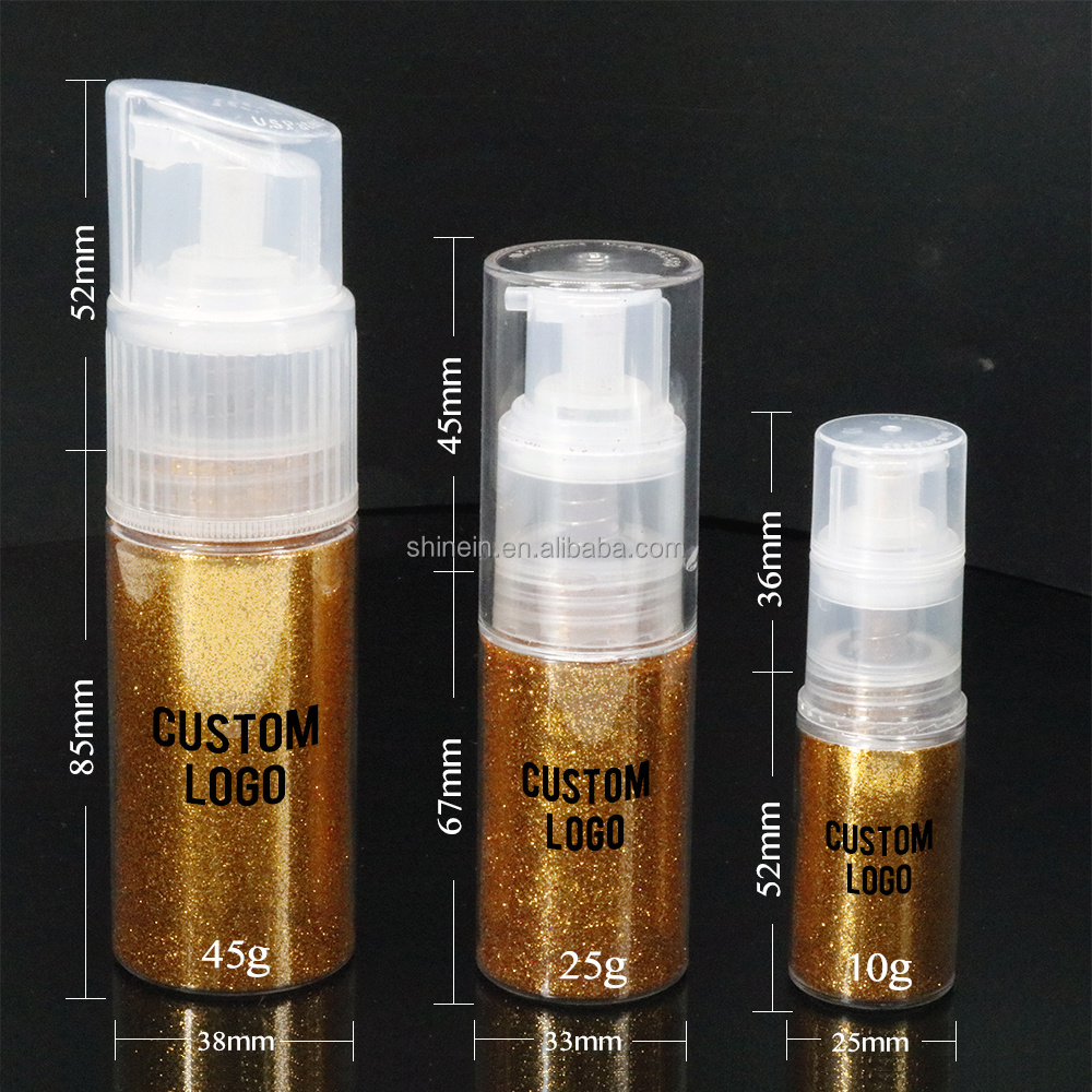 Shinein Custom Eco-friendly Holographic Body Glitter Powder Loose Face Glitter Spray in Pump Glitter for Decoration