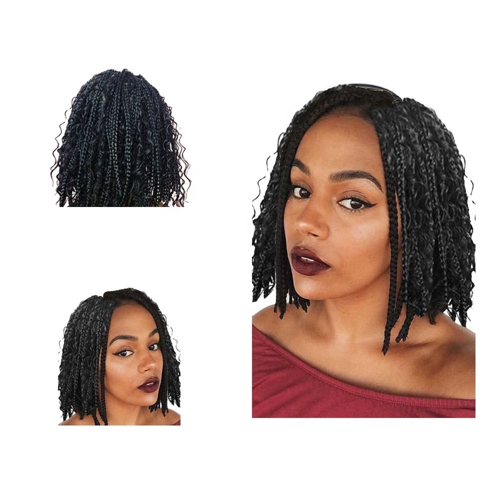 Popular Heat Resistant Faux Locs Crochet Goddess Wig Curly Bob Short Fiber Synthetic Braids Wig