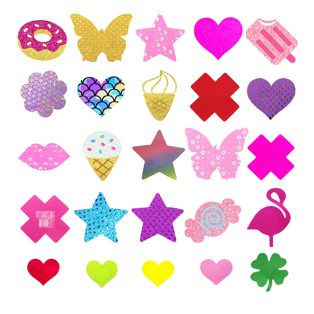 Factory Women Sexy Star Shape Wave Stripes Intimate Tattoos Nipple Pasties Self Adhesive Disposable Nipple Covers