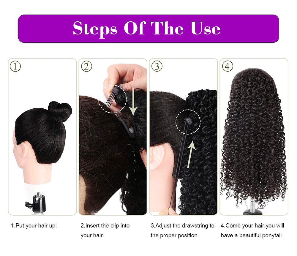 Shinein Afro Puff Messy Hair Bun Hair Piece Ponytail Synthetic Short Curly Elastic Drawstring Chignon Hair Bun