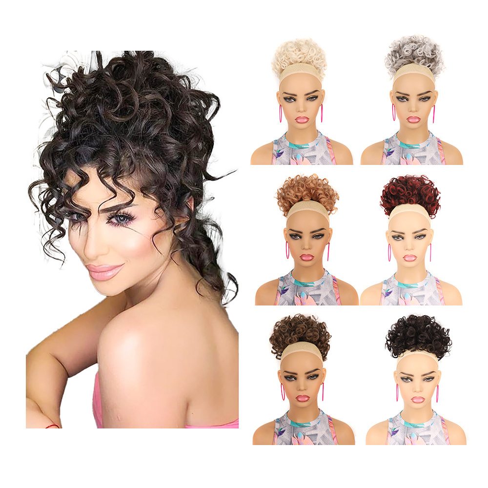 Shinein Afro Puff Messy Hair Bun Hair Piece Ponytail Synthetic Short Curly Elastic Drawstring Chignon Hair Bun