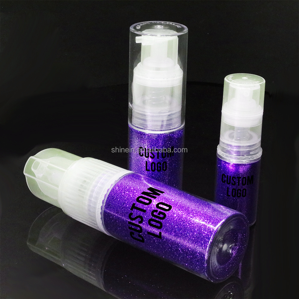 Shinein Custom Eco-friendly Holographic Body Glitter Powder Loose Face Glitter Spray in Pump Glitter for Decoration