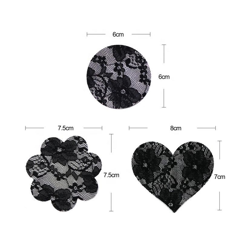 Hot Sale Traceless Breast Pasties Disposable Adhesive Sexy Black Lace Boobs Nipple Stickers Cover for Girl's Strapless Dress