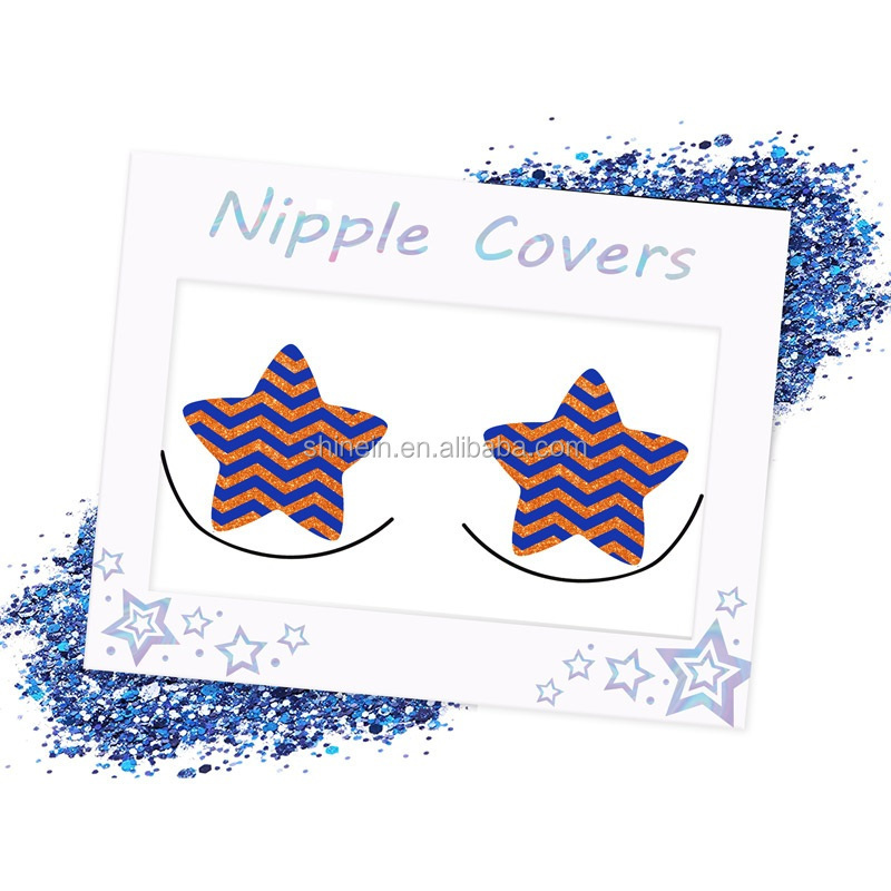 Factory Women Sexy Star Shape Wave Stripes Intimate Tattoos Nipple Pasties Self Adhesive Disposable Nipple Covers