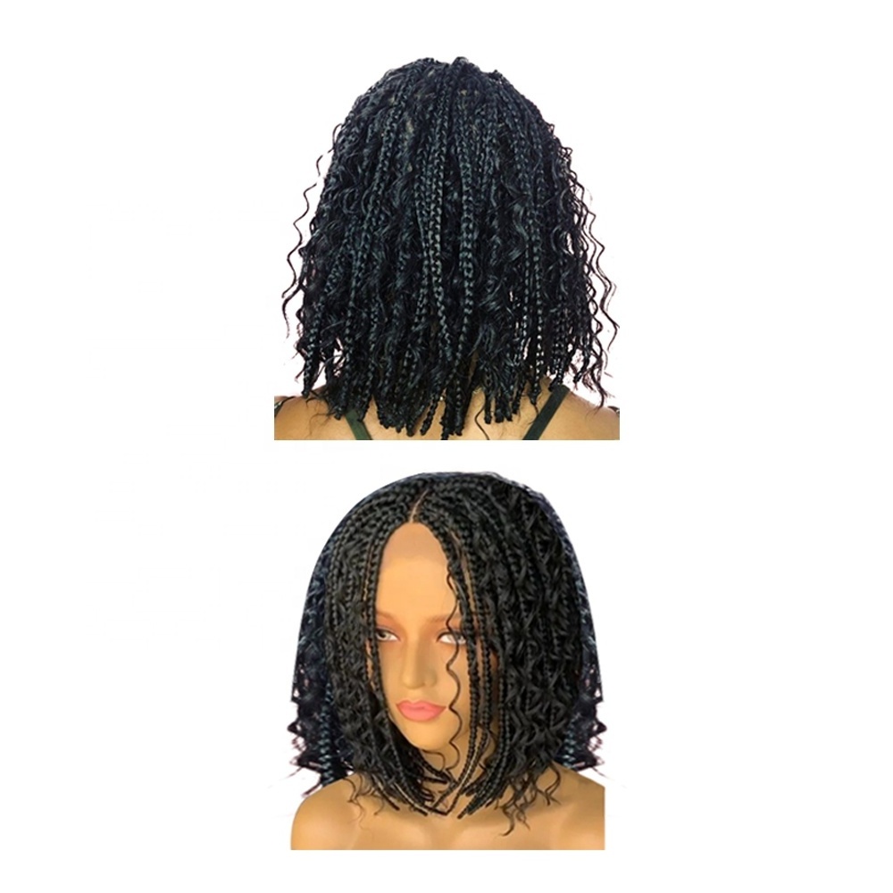 Popular Heat Resistant Faux Locs Crochet Goddess Wig Curly Bob Short Fiber Synthetic Braids Wig