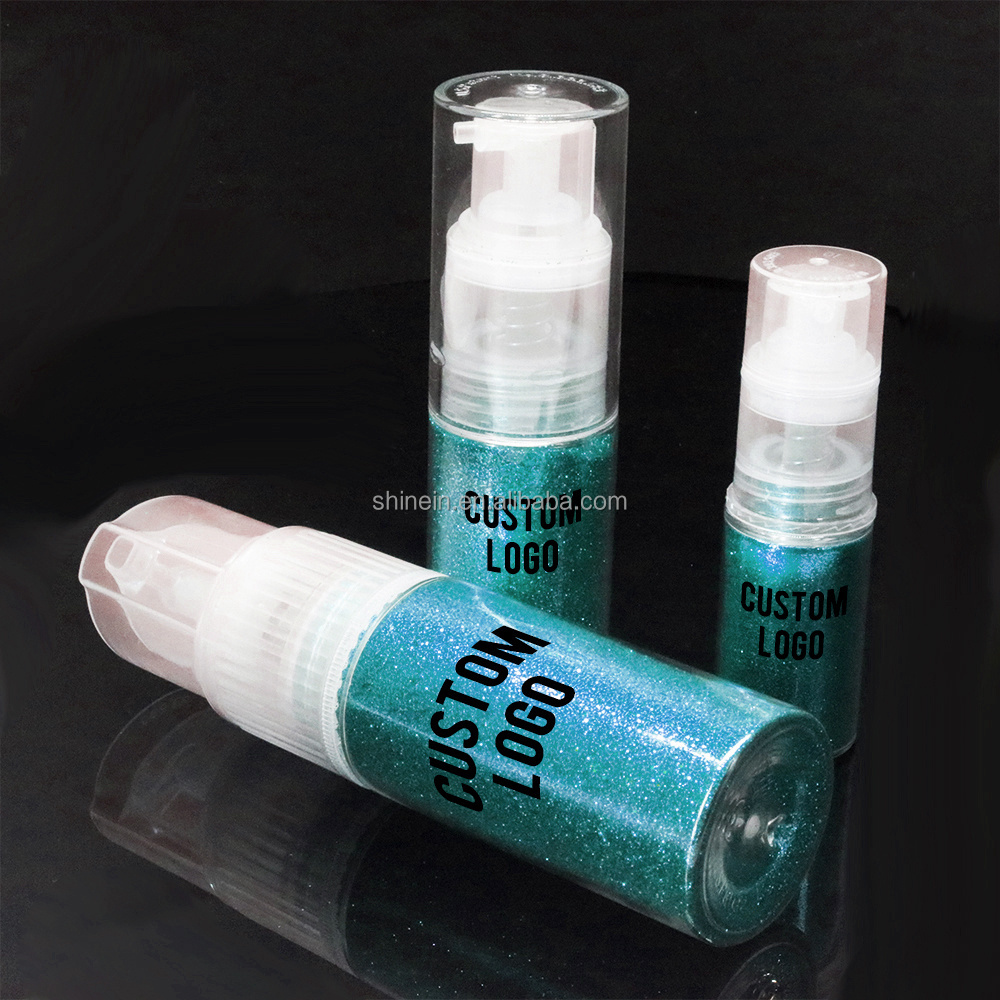 Shinein Custom Eco-friendly Holographic Body Glitter Powder Loose Face Glitter Spray in Pump Glitter for Decoration