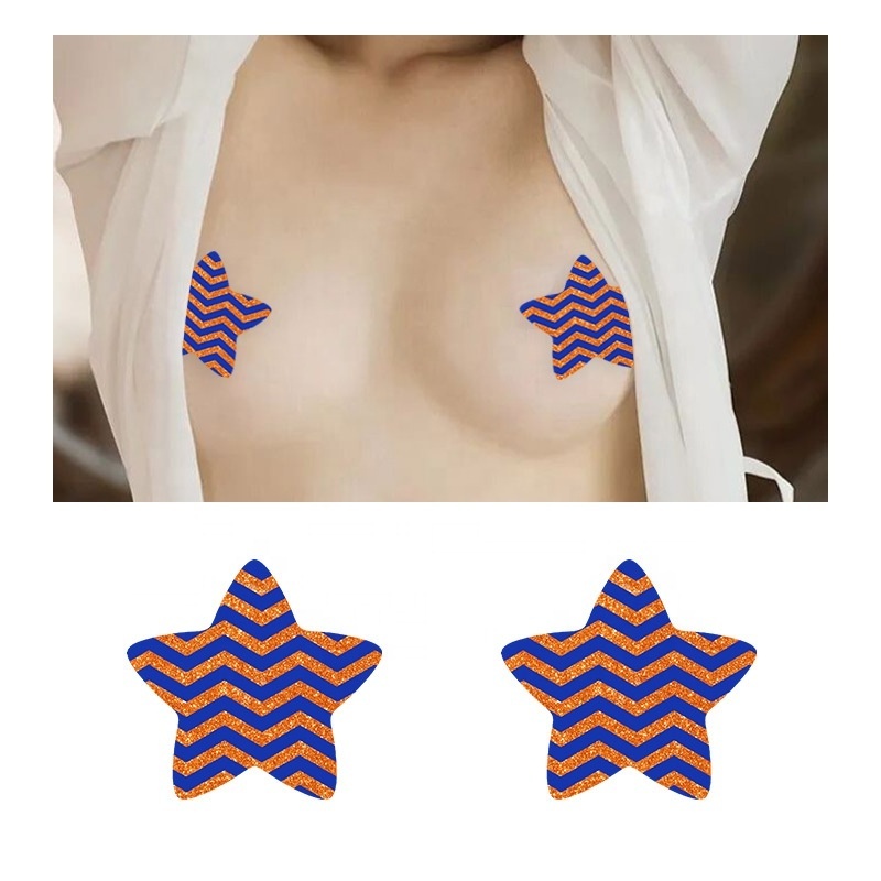 Factory Women Sexy Star Shape Wave Stripes Intimate Tattoos Nipple Pasties Self Adhesive Disposable Nipple Covers