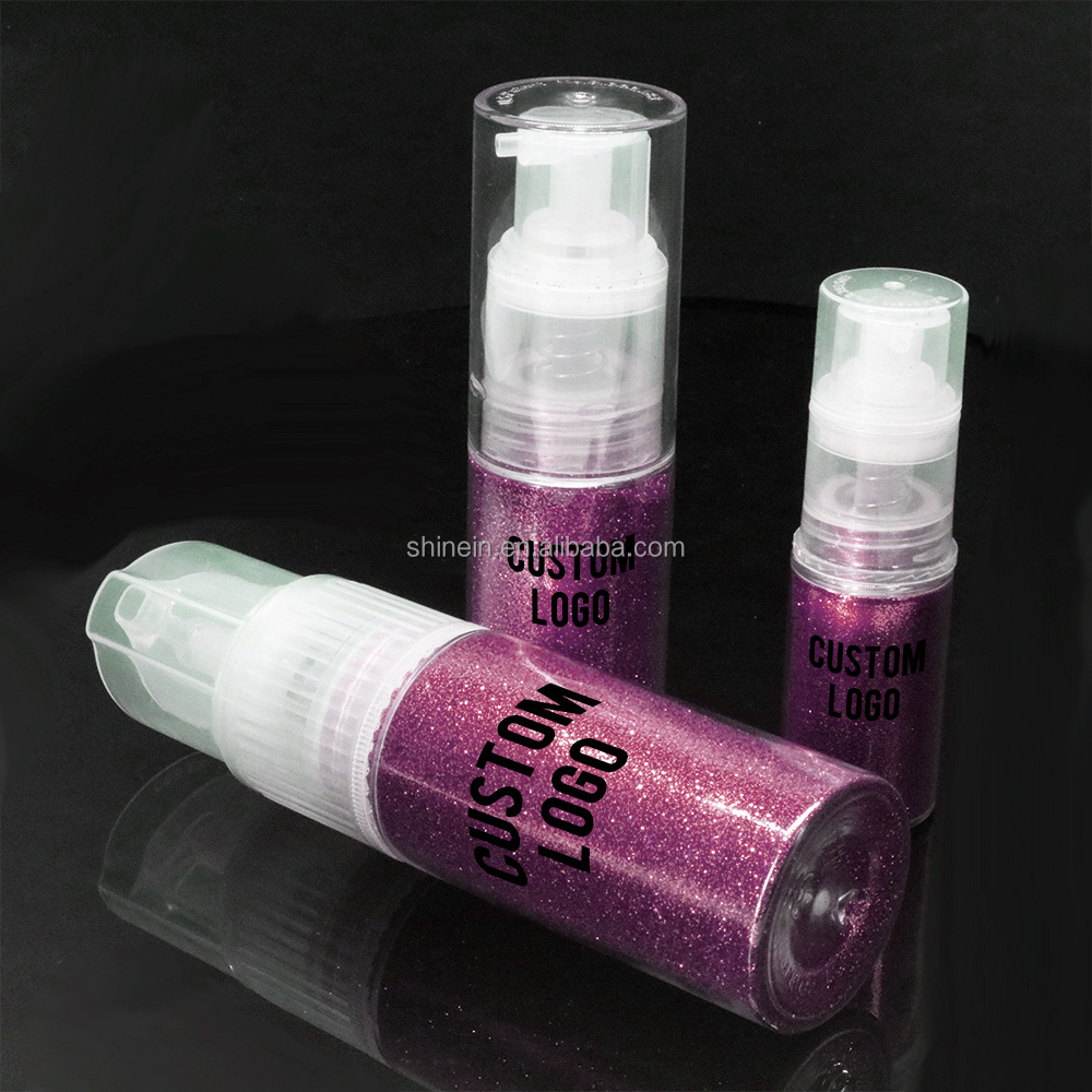 Shinein Custom Eco-friendly Holographic Body Glitter Powder Loose Face Glitter Spray in Pump Glitter for Decoration