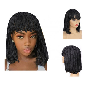 Wholesale 12" Heat Resistant Synthetic Bob Wigs Fiber Short Twist Crochet Box Braids Wigs for Women